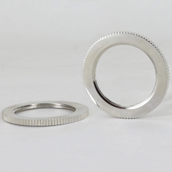 1-3/4in Diameter Polished Nickel Finish Knurled Edge Brass Ring for UNO Threaded Lamp Sockets