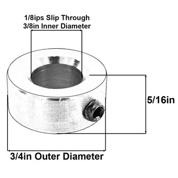 3/8in Slip X 3/4in Diameter Modern Slip Ring - Slips 1/8ips Pipe - Unfinished Brass