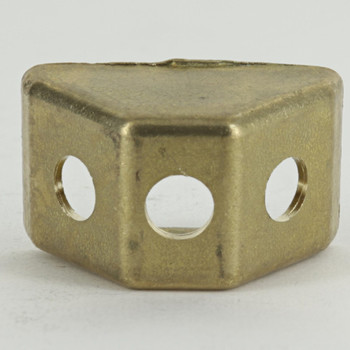 3 - 1/8ips Slip Through Holes Squared Body with 8/32 Threaded Mounting Holes - Unfinished Brass