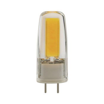 4 watt JCD G8 base miniature light bulb is shaped to fit into tight spaces without drawing too much energy. The clear, miniature bulb features a bi pin G8 base and a 360 degree beam spread. With a temperature of 5000 kelvins, this lamp provides 25,000 hours of natural white light.