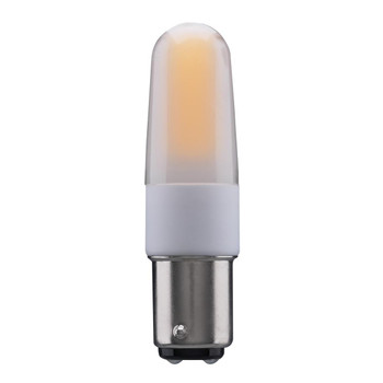 4-watt, LED bulb is a versatile silicon replacement for Halogen lamps. This durable, frosted bulb has a double contact bayonet base. Dimmable, with a 360 degree beam spread, this lamp delivers 25,000 hours of natural white light.