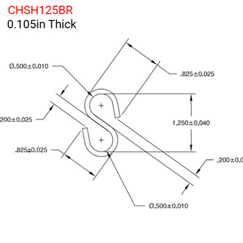 1-1/4in Equal Eye Solid Bright Brass Finish S hook made from .105 Inch Dimeter thick material.