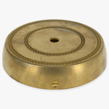 120mm(4.72in) Diameter Cast Brass Screwless Face  Mount Flat Bead Canopy/Backplate - Unfinished Brass