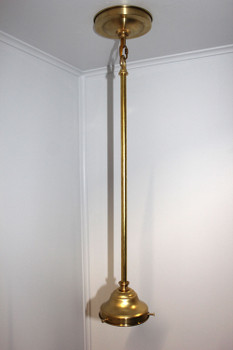 4in Shade Holder with 8in x 1/4IPS Stem and Canopy for Cathedral Ceiling - Unfinished Brass