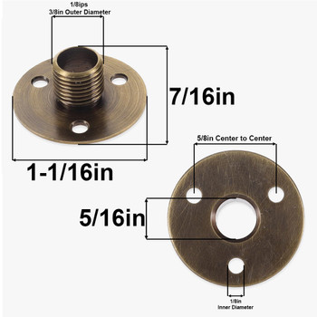 1/8ips (3/8in O.D) Male Threaded Brass Flange - Antique Brass Finish