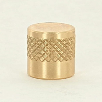 6/32 UNC - 1/2in x 1/2in Cylinder Finial Diamond Knurled- Unfinished Brass