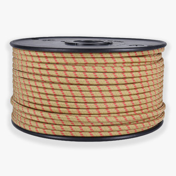 18/2 SPT1-B  Gold with Red 2 Line Pattern Nylon Fabric Cloth Covered Lamp and Lighting Wire