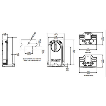 T8 or T12 G13 tombstone socket - Turn-Type Lampholder - Medium Bi-Pin Socket Non-Shunted - Leviton 13660-SWP