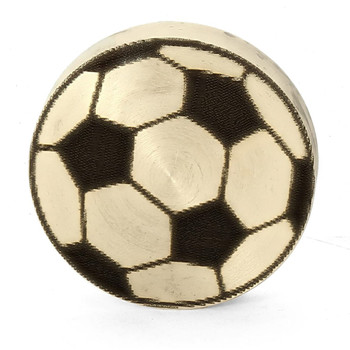 1-1/2 Diameter Round Engraved Soccer Ball 1/4-27 UNF Female Finial - Unfinished Brass
