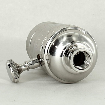 On-Off Turn Knob Socket With Removable Knob; 1/8 IPS; 3 Piece Stamped Solid Brass - Polished Nickel