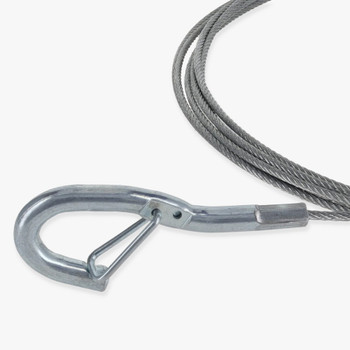 25ft Long - 1/16in Diameter Steel Cable with Crimped Snap Hook