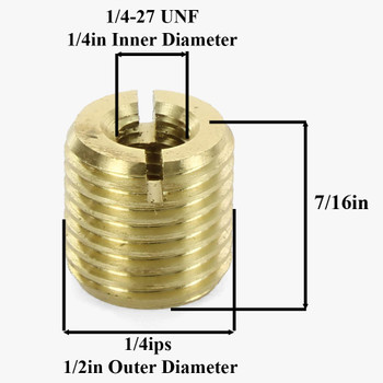 1/4-27 UNF Female X 1/4ips Male Threaded Slotted Reducer without Shoulder