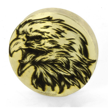 1-1/2 Diameter Round Engraved Eagle 1/4-27 UNF Female Finial - Unfinished Brass