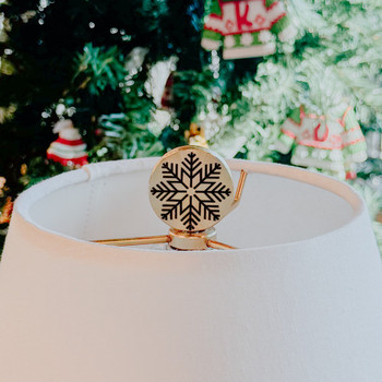 1-1/2 Diameter Round Engraved Snowflake 1/4-27 UNF Female Finial - Unfinished Brass