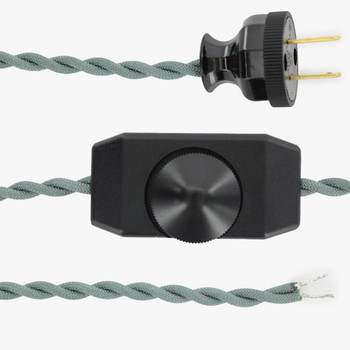 12ft. Metallic Blue Steel Twisted Two Conductor Wire Cord Set with Antique Style Plug and In-Line Rotary Dimmer 12ft. Metallic Blue Steel Twisted Two Conductor Wire Cord Set with Antique Style Plug and In-Line Rotary Dimmer