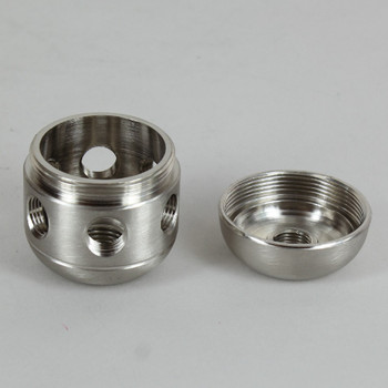 6 X 1/8ips. Side Holes - 1/4ips Threaded Bottom - Large Cluster Body - Brushed / Satin Nickel Finish