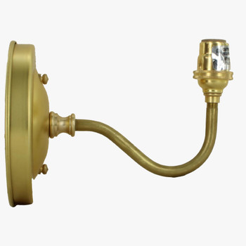 Single Arm Solid Brass Candelabra E12 Base Wall Sconce - Unfinished Brass