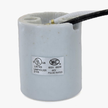 E-26 Porcelain Lamp Socket with 6/32 Mounting Grommets and 48in SF-2 Wire Leads E-26 Porcelain Lamp Socket with 6/32 Mounting Grommets and 48in SF-2 Wire Leads