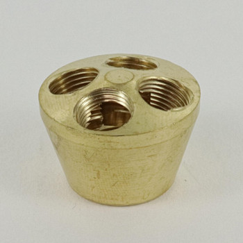 4 Hole - 1/8ips Threaded Y-Type Turned Brass Cluster Body with 4 1/8ips Top Threaded Holes and 1/4ips. Threaded Bottom Hole.