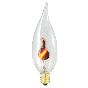 3W Clear E-12 Base 32mm. Flicker Flame Tip Bulb