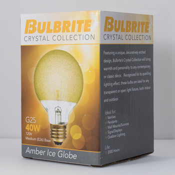 40W Amber Ice E-26 Base G25 Globe Bulb