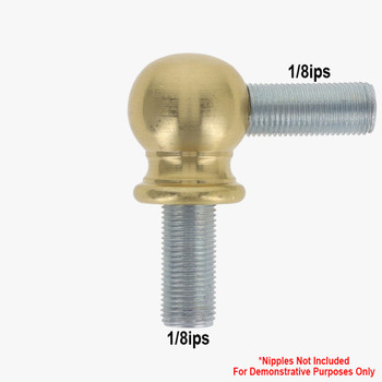 1/8ips Female Threaded - 7/8in Diameter 90 Degree Ball Armback - Unfinished Brass