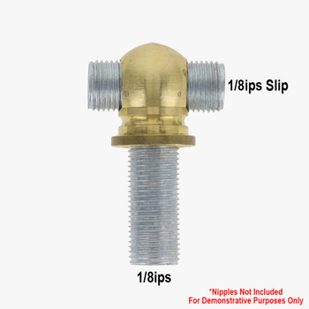 1/8ips Slip X 1/8ips Threaded - 5/8in Diameter Tee Fitting Ball Armback- Unfinished Brass