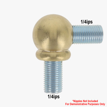 1/4ips Threaded - 1-1/8in Diameter 90 Degree Ball Armback - Unfinished Brass