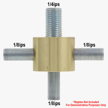 1/4ips X (2)1/8ips Threaded - 1-1/4in Diameter - 4 Way Disc Armback - Unfinished Brass