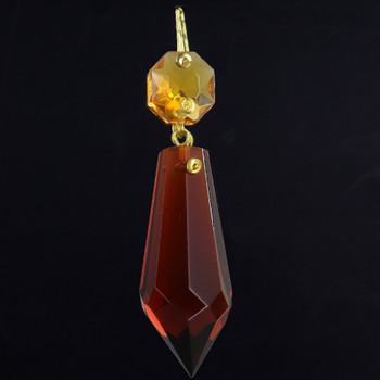 50mm (2in.) Amber Crystal Plug Drop with Jewel and Brass Clip