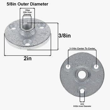 Zinc Plated Cast Iron Flange with 1/8ips. Threaded Center Hole