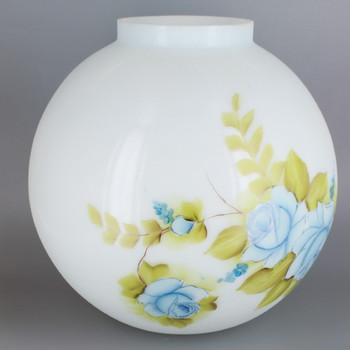 10in. Open Ball with Blue Mist and Beige and Pink Hand Painted Flowers and 4in. Bottom Fitter
