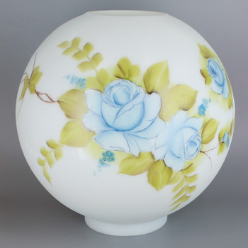 10in. Open Ball with Blue Mist and Beige and Pink Hand Painted Flowers and 4in. Bottom Fitter