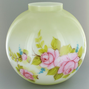 10in. Open Ball with Green Mist and Beige and Pink Hand Painted Flowers and 4in. Bottom Fitter
