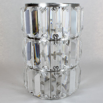 6in Diameter X 8-7/8in Height Brushed Nickel  Crystal Prism Cylinder Shade with 1-5/8in Hole