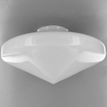 14in. Opal Flying Saucer Pointed Glass Shade with 6in. Neck