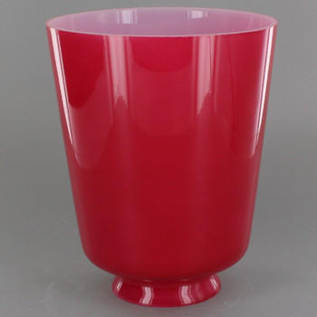 Painted Red Hand Blown Straight Bell Glass Lamp Shade with 2-1/4in. Neck
