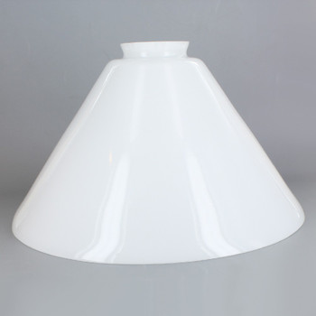 9-3/4in Diameter White Cased Glass Cone Shade with 2-1/4in Fitter.