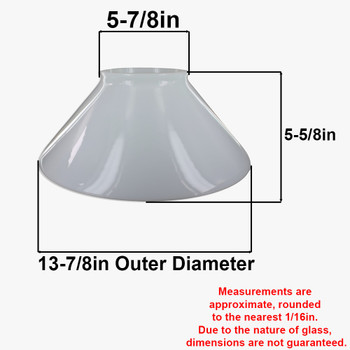 13-7/8inin Opal White Cone Shade with 5-7/8in. Neck - Made in USA. 13-7/8inin Opal White Cone Shade with 5-7/8in. Neck - Made in USA.