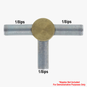 3 - 1/8ips Side Holes - Cross Flat Splitter Disc Armback - Unfinished Brass