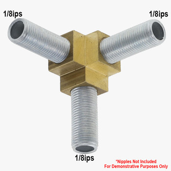 1/8ips Threaded - 3 Way Corner Armback - Unfinished Brass