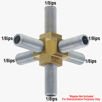1/8ips Threaded - Geometric Style 6-Way Armback - Unfinished Brass