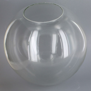 14in. Hand Blown Neckless Glass Ball with 5-1/4in Neckless Opening - Clear - Made In Usa