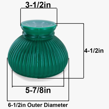 Glazed Green Painted Ribbed Student Shade with Ruffle Top and 6in. Neck