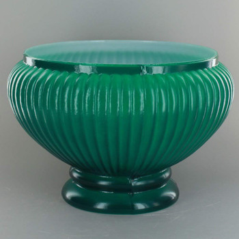Glazed Green Painted Ribbed Student Shade with Ruffle Top and 7in. Neck