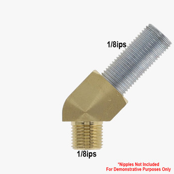 1/8ips Female to Male Threaded - Rounded Brass 45 Degree Armback - Unfinished Brass