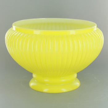 Glazed Yellow Painted Ribbed Student Shade with Ruffle Top and 7in. Neck