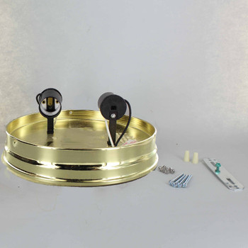 8in. Flush Brass Plated Double Socket Holder