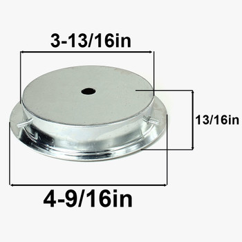 4in Steel Neckless Hole Shade Fitter with 8/32 Threaded Grommets. 1/8ips(7/16in) Slip Center Hole.