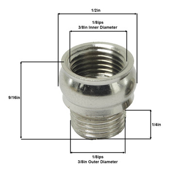 1/8ips Male X 1/8ips Female Nickel Plated Finish Barrel Nozzle